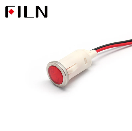 Indicator LED snap de panou din plastic, 12.5mm, 2 fire 20cm, rosu, 12-24V DC, IP65, FL1P-12.5QW-2-RED [1]