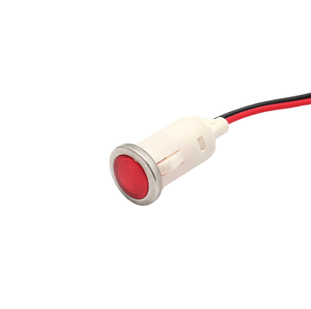 Indicatoare si martori - Indicator LED snap de panou din plastic, 12.5mm, 2 fire 20cm, rosu, 12-24V DC, IP65, FL1P-12.5QW-2-RED