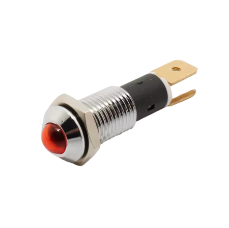Indicatoare si martori - Indicator LED plat de panou din alama, 14mm, pini 6.3mm, rosu, 12-24V DC, IP67, FL1M-14SJ-1-RED