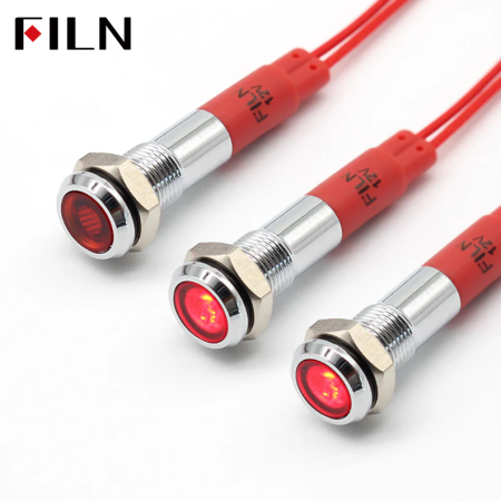 Indicator LED plat de panou alama 6mm, 2 fire 20cm, rosu, 12-24V DC, IP65, FL1M-06FW-1-RED [1]