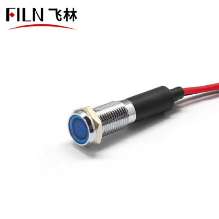 Indicator LED plat de panou alama 8mm, 2 fire 20cm, albastru, 12-24V DC, IP67, FL1M-08FW-1-BLUE [1]