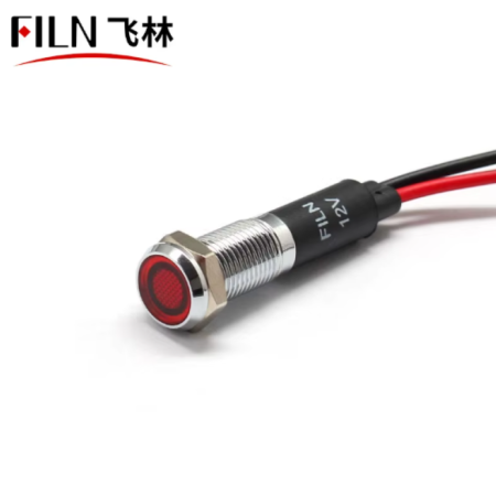 Indicator LED plat de panou alama 8mm, 2 fire 20cm, rosu, 12-24V DC, IP67, FL1M-08FW-1-RED [1]