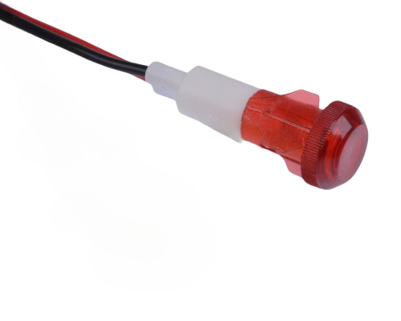 Indicatoare si martori - Indicator LED snap de panou din plastic , 10mm, 2 fire 20cm, rosu, 12-24V DC, IP67, FL1P-10QW-2-RED