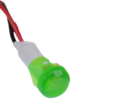 Indicatoare si martori - Indicator LED snap de panou din plastic , 10mm, 2 fire 20cm, verde, 12-24V DC, IP67, FL1P-10QW-2-GREEN