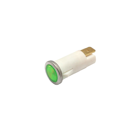 Componente electrice si electronice - Indicator LED snap de panou din plastic, 12.5mm, 2 pini 6.3mm, verde, 12-24V DC, IP65, FL1P-12.5QJ-2-GREEN
