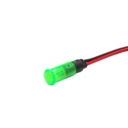Indicatoare si martori - Indicator LED snap de panou din plastic , 8mm, 2 fire 20cm, verde, 12-24V DC, IP65, FL1P-08QW-2-GREEN
