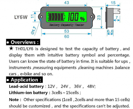 Voltmetru cu monitorizare incarcare baterie, masurare baterie, ,afisaj verde OKN0302-1-Green [2]
