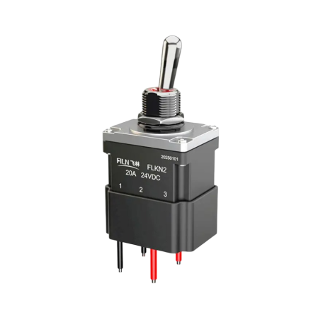 Intrerupatoare si comutatoare de circuit - Intrerupator basculant cu mentinere, 2 pozitii, 4 fire, ON-OFF, 20A/12-24VDC, iluminare rosu-verde, DPST, FLKN2-21N-W