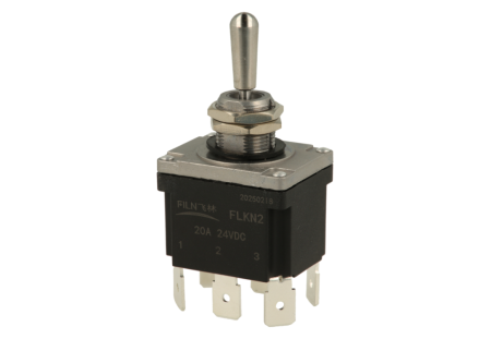 Intrerupatoare si comutatoare de circuit - Intrerupator basculant cu mentinere, 3 pozitii, 6 pini, ON-OFF-ON, 12-24V, 20A/24VDC, iluminare rosu verde, DPDT, FLKN2-23N-P-RG