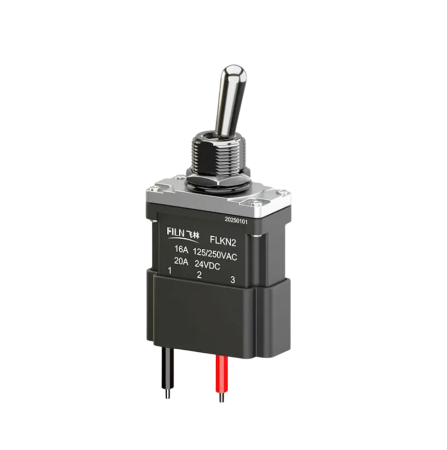 Intrerupatoare si comutatoare de circuit - Intrerupator basculant cu mentinere, 12mm, 2 pozitii, 2 fire, ON-OFF, 16A 125/250VAC, 20A 24VDC, SPST, IP67, FLKN2-11X-W