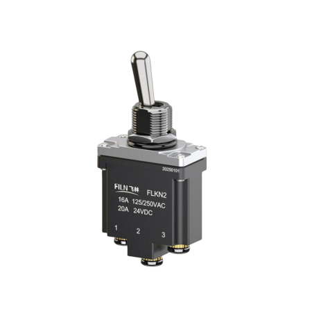 Intrerupatoare si comutatoare de circuit - Intrerupator basculant cu mentinere, 3 pozitii, 3 pini, ON-OFF-ON, 16A/250VAC, 20A/24VDC, fara iluminare, SPDT, FLKN2-13X-L