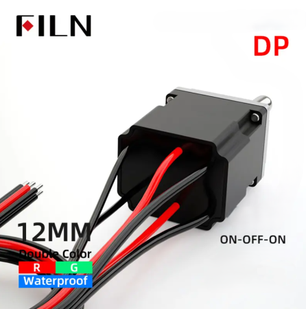 Intrerupator basculant cu retinere, 3 pozitii, 6 pini, ON-OFF-ON, 20A/12-24VDC, cu iluminare, DPDT, FLKN2-23N-W [2]