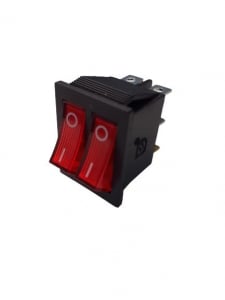 Intrerupatoare si comutatoare de circuit - Intrerupator dublu Rocker dreptunghiular  SPST ON-OFF Rosu + Rosu cu led  250V/16A IP20 KCD2 2x3 pini
