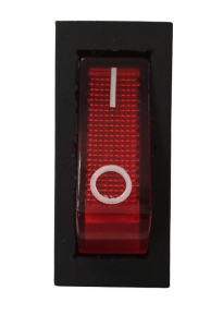 Intrerupator Rocker dreptunghiular  SPST ON-OFF  Rosu cu led  250V/15A IP20 KCD3 3pini [1]
