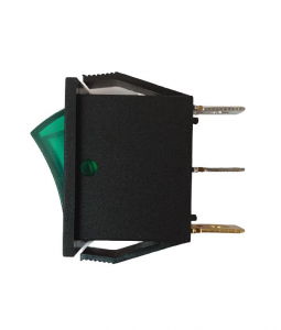 Intrerupator Rocker dreptunghiular  SPST ON-OFF Verde cu led  250V/15A IP20 KCD3 3pini [1]