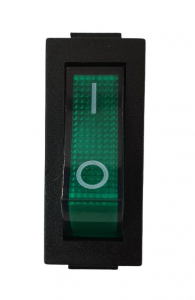 Intrerupator Rocker dreptunghiular  SPST ON-OFF Verde cu led  250V/15A IP20 KCD3 3pini [2]