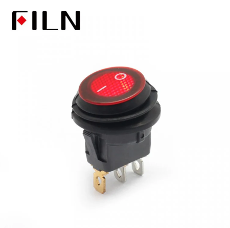 Intrerupator basculant/rocker ON-OFF cu mentinere, ermetic, SPST, 6A 250V AC, montaj panou, LED rosu, 20mm, IP67, KCD1-101-11-RED [3]