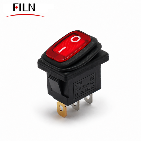 Intrerupator/rocker mini basculant ON-OFF, KCD1-0111-11, 3pini, 250VAC, 10A, 19.5x13mm, LED rosu, cu retinere, IP65 [1]