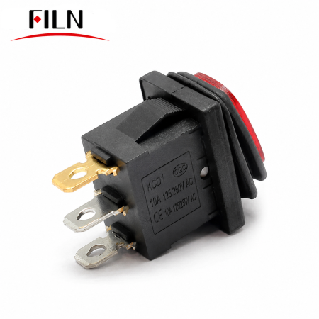 Intrerupator/rocker mini basculant ON-OFF, KCD1-0111-11, 3pini, 250VAC, 10A, 19.5x13mm, LED rosu, cu retinere, IP65 [2]