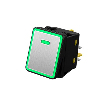 Intrerupatoare si comutatoare de circuit - Intrerupator/rocker basculant metalic ON-OFF KCD4-082, 4 pini, LED verde, 30A, 250VAC, IP67
