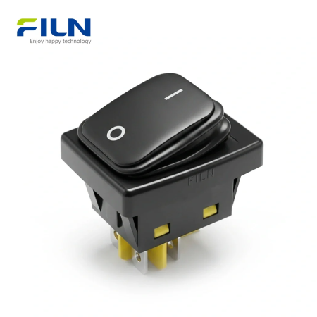 Intrerupator/rocker basculant ON-OFF KCD4-0312-21-30A, 4pini, 250VAC, 30A, 30x22mm, negru, cu retinere, IP66 [1]