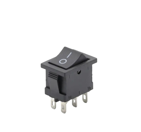 Intrerupatoare si comutatoare de circuit - Buton rocker mini ON–ON cu mentinere, 6A 250V AC, DPDT, montaj panou, KCD1-202-00