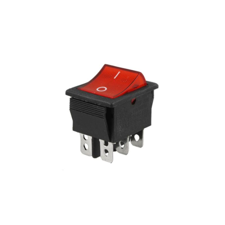 Intrerupatoare si comutatoare de circuit - Intrerupator basculant/rocker iluminat rosu ON–ON, 30A 250V AC, 22x30 mm, montaj panou, KCD4-0301-22-30A-RED