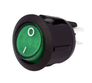 Intrerupatoare si comutatoare de circuit - Intrerupator Rocker rotund SPST ON-OFF Verde cu led 12V/20A IP20 KCD1-8