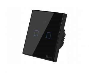 Intrerupatoare WiFi - Intrerupator Wifi 2ch touch Sonoff IoT T3EU2C TX IM190314019 NEGRU