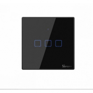 Intrerupatoare WiFi - Intrerupator Wifi 3ch touch Sonoff IoT T3EU3C TX IM190314020  NEGRU