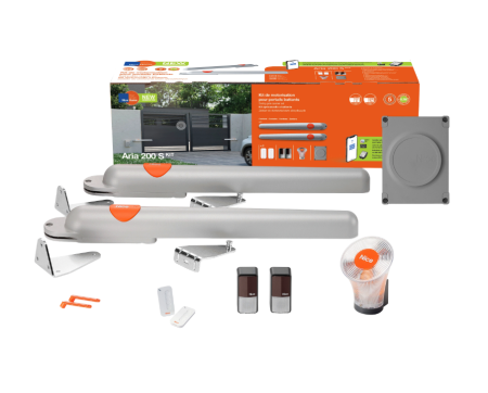 Automatizari porti batante - Kit automatizare poarta batanta Nice Home ARIA200S, 24V, pentru 2 canate, cu fotocelule, lampa si telecomanda