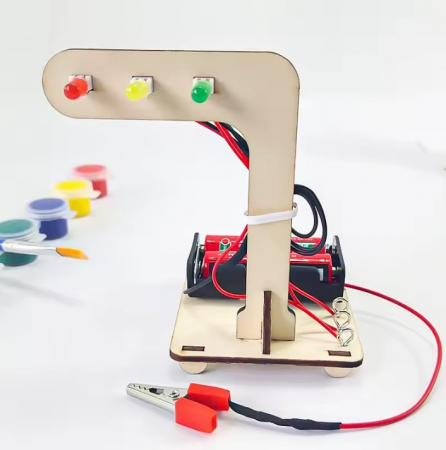 Kit educativ DIY semafor pentru copii, LED-uri RGY, alimentare cu baterii OKYN2113 [2]