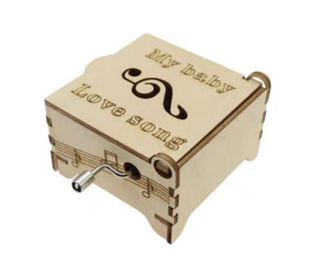 Kit-uri DIY - Kit DIY cutie muzicala din lemn cu manivela, model My Baby Love Song, asamblare manuala, fara baterii