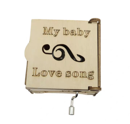 Kit DIY cutie muzicala din lemn cu manivela, model My Baby Love Song, asamblare manuala, fara baterii [3]
