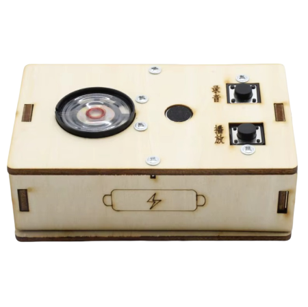 Kit DIY reportofon din lemn, inregistrare si redare sunet, alimentare 3x AA, model educativ [3]
