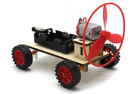 Kit-uri DIY - Kit masina cu propulsie eoliana DIY, motor electric, lemn, asamblare usoara, pentru copii 8+