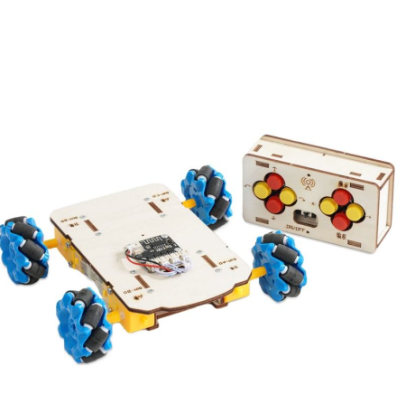 Arduino - Kit robot DIY cu roti mecanum si telecomanda, educativ STEM, platforma robotica cu control wireless, copii si adulti