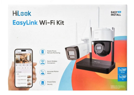 Kit supraveghere IP Wireless Hikvision HiLook EasyLink IKS-2042BPH-PH/W, 2 camere 2MP, NVR 4 canale, IR, audio, microSD [2]