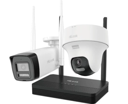 Kit supraveghere video IP wireless Hikvision HiLook IKS-2044BTH-PH/W, 2 camere 4MP, NVS, IR 30m, audio bidirectional, microSD [0]
