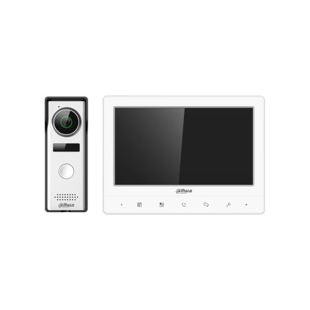 Videointerfoane - Kit videointerfon DAHUA analog pe 4 fire, monitor 7 inch si post exterior IP66, pentru control acces (DHI-KTA02)