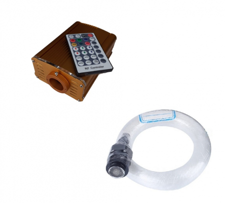 Becuri auto, leduri - Kit fibra optica plafon instelat RGB 18W cu telecomanda, 500 fire la 3 metri