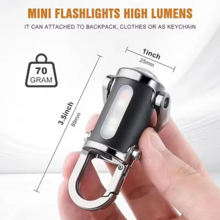Lanterna LED COB EDC portabila, 800LM, 7 moduri iluminare, IPX6, reincarcabila, mini breloc multifunctional, camping, drumetii [4]
