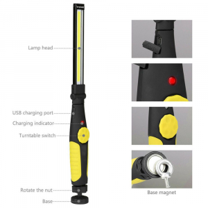 Lanterna de lucru COB cu suport magnetic reglabil lumina ALB cu reglaj intensitate incarcare usb [2]