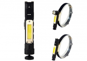 Lanterna de lucru COB  suport magnetic cu elastic frontal lumina ALB / ROSU patru moduri de lucru [3]