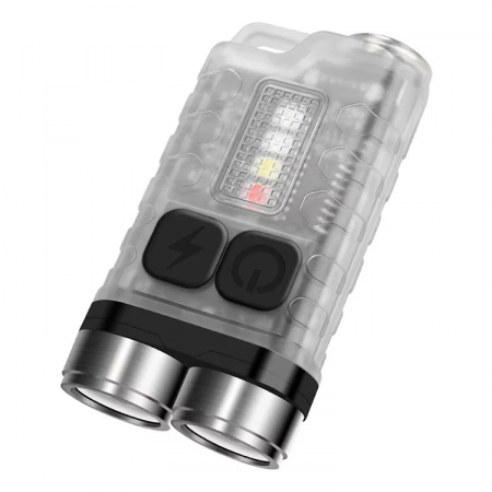 Lanterne - Lanterna dubla, reincarcabila de buzunar tip breloc, 900lm, UV, lumina neutra V3-L