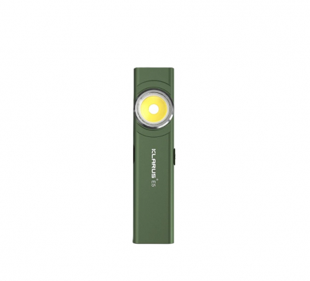 Lanterne - Lanterna EDC Klarus E5, 600 lm, baza magnetica, clips, incarcare USB-C, EDC, dublu LED pentru apropiere si distanta, verde