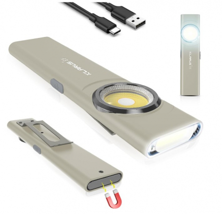 Lanterna EDC Klarus E5, 600 lm, baza magnetica, clips, incarcare USB-C, EDC, dublu LED pentru apropiere si distanta, gri [2]
