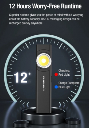 Lanterna EDC Klarus E5, 600 lm, baza magnetica, clips, incarcare USB-C, EDC, dublu LED pentru apropiere si distanta, gri [12]