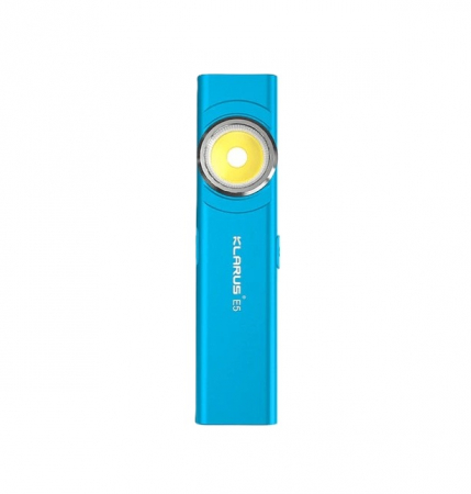Lanterne - Lanterna EDC Klarus E5, 600 lm, baza magnetica, clips, incarcare USB-C, EDC, dublu LED pentru apropiere si distanta, cyan