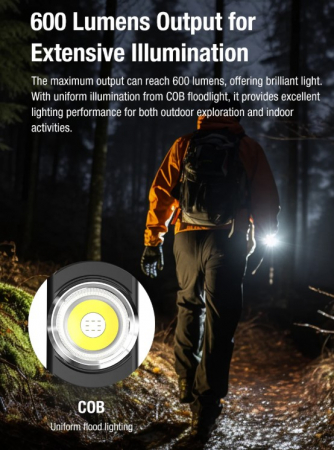 Lanterna EDC Klarus E5, 600 lm, baza magnetica, clips, incarcare USB-C, EDC, dublu LED pentru apropiere si distanta, negru [13]